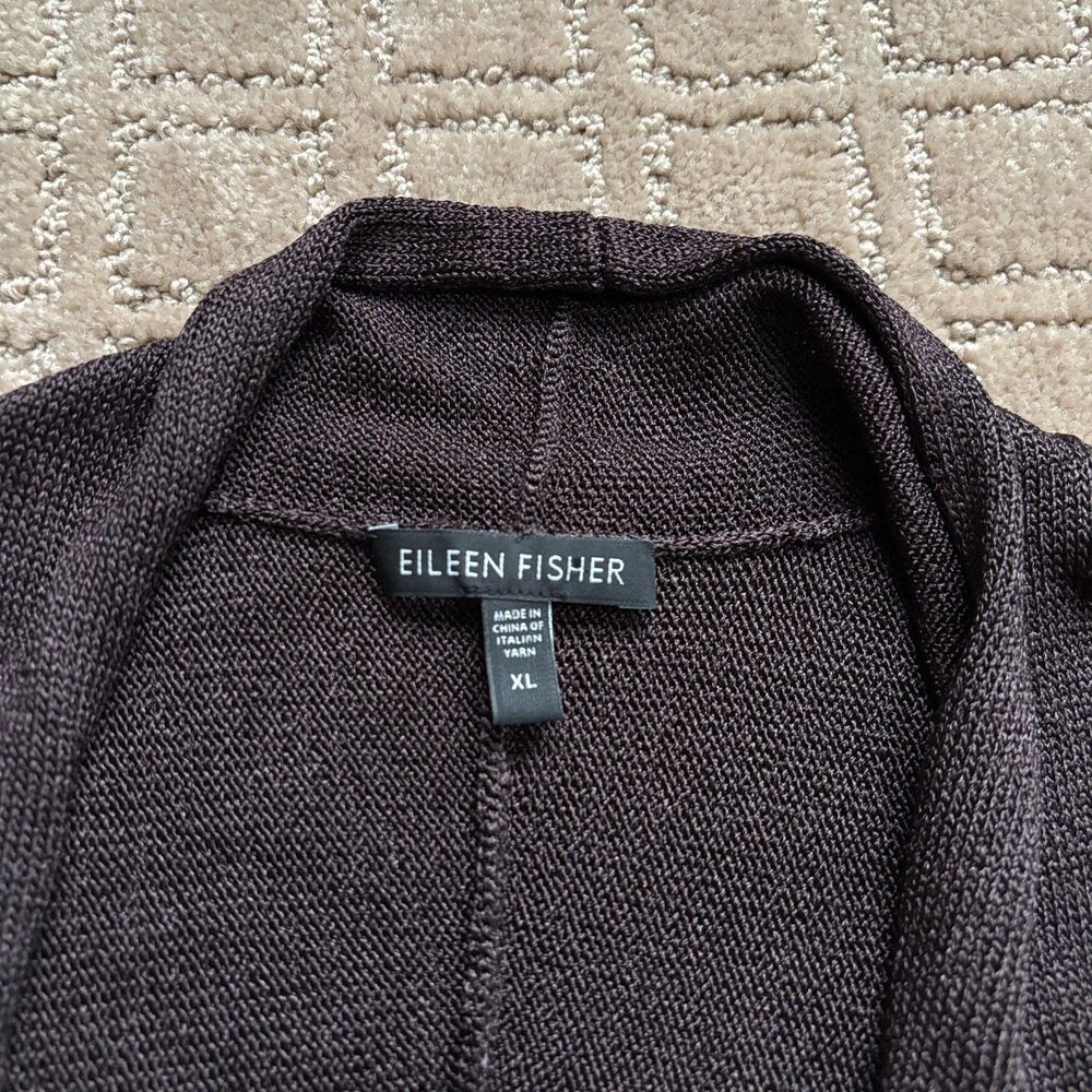Eileen Fisher Chocolate Brown Cropped Cardigan Women's XL Viscose Minimalist - Picture 3 of 6